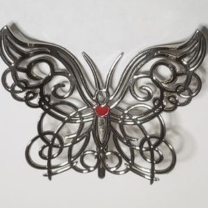 Silver Toned Butterfly Brooch